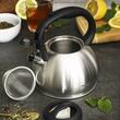 Ceainic cu sita, inox, 1.2l argintiu cu maner negru, Kinghoff