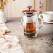 Infuzor, aparat din sticla cu piston pentru cafea, ceai, culoare cupru, capacitate 350 ml, Klausberg