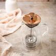 Infuzor, aparat din sticla cu piston pentru cafea, ceai, culoare cupru, capacitate 350 ml, Klausberg