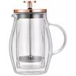 Infuzor, aparat din sticla cu piston pentru cafea, ceai, culoare cupru, capacitate 350 ml, Klausberg