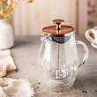 Infuzor, aparat din sticla cu piston pentru cafea, ceai, culoare cupru, capacitate 350 ml, Klausberg