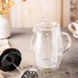 Infuzor, aparat din sticla cu piston pentru cafea, ceai, culoare cupru, capacitate 350 ml, Klausberg