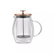 Infuzor, aparat din sticla cu piston pentru cafea, ceai, culoare cupru, capacitate 600 ml, Klausberg