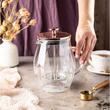 Infuzor, aparat din sticla cu piston pentru cafea, ceai, culoare cupru, capacitate 600 ml, Klausberg