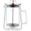 Infuzor cafea, ceai, cu piston, sticla, culoare cupru, 0,60L Klausberg
