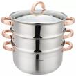 Oala fiert la abur, 4 elemente, cu manere roze gold, 24cm, 5.0L, Klausberg