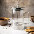 Infuzor cafea, ceai cu piston argintiu, sticla, 0.60 L, Klausberg