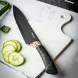 Set cutite din oțel inoxidabil, 6 piese, suport negru  cu model maro, Klausberg