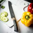Set cutite din oțel inoxidabil, 6 piese, suport negru  cu model maro, Klausberg