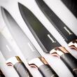 Set cutite din oțel inoxidabil, 6 piese, suport negru  cu model maro, Klausberg