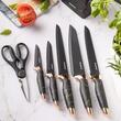  Cutite de bucatarie cu suport, set de 7 piese, model negru, Klausberg