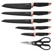  Cutite de bucatarie cu suport, set de 7 piese, model negru, Klausberg