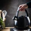 Ceainic, fierbator din otel inoxidabil cu fluier, negru, capacitate 2,5 litri, Klausberg