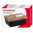 Cutie pentru unt din ceramica, untiera, neagra, cu capac din lemn de salcam si cutit, Klausberg