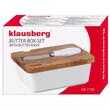  Untiera din ceramica, alba, cu capac din lemn de salcam si cutit, recipient Klausberg