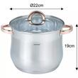 Oala din inox cu capac din sticla, diametru 22 cm, capacitate 7 litri, Klausberg