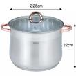 Oala din inox cu capac din sticla, diametru 28 cm, capacitate 13 litri, Klausberg
