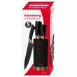 Cutite de bucatarie cu suport, set de 5, negre, cu model maro, Klausberg