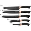 Cutite de bucatarie cu suport, set de 5, negre, cu model maro, Klausberg