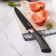 Cutite de bucatarie cu suport, set de 5, negre, cu model maro, Klausberg