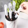 Set cutite din inox cu suport, 6 elemente, alb cu model maro, Kinghoff