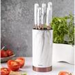 Set cutite din inox cu suport, 6 elemente, alb cu model maro, Kinghoff