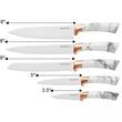 Set cutite din inox cu suport, 6 elemente, alb cu model maro, Kinghoff