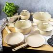 Set 4 oale si 2 tigai cu strat antiaderent, bej, 12 piese, capac sticla, Klausberg