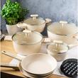 Set 4 oale si 2 tigai cu strat antiaderent, bej, 12 piese, capac sticla, Klausberg