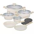 Set 4 oale si 2 tigai cu strat antiaderent, bej, 12 piese, capac sticla, Klausberg