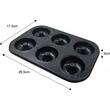 Forma de copt, pentru coacerea a 6 briose, cu invelis antiaderent, neagra, 26,5x17,5 cm, Klausberg