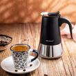 Aparat pentru cagea, espressor, fabricat din otel inoxidabil, 4 cani, negru/argintiu, Klausberg