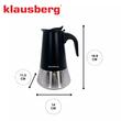 Aparat pentru cafea, espressor, otel inoxidabil, 6 cani, negru/argintiu, Klausberg