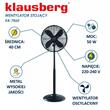 Ventilator vertical, metal, negru, diametru 40 cm, Klausberg