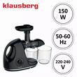 Storcator pentru fructe si legume, putere 150 W, tehnologie de presare la rece, negru, Klausberg