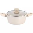 Set oale gatit, 12 piese, aluminiu cu invelis marmorat, 28/24/20/16 cm, crem, Klausberg