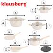Set oale gatit, 12 piese, aluminiu cu invelis marmorat, 28/24/20/16 cm, crem, Klausberg