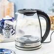 Fierbator electric, fabricat din sticla borosilicata, otel inoxidabil, iluminare din spate cu LED, capacitate 1,8 litri, 1850-2200 W, Klausberg