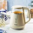 Fierbator electric, fabricat din sticla borosilicata, panou LED, crem, capacitate 1litru, 900-1100W, Klausberg