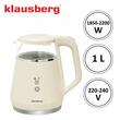 Fierbator electric, fabricat din sticla borosilicata, panou LED, crem, capacitate 1litru, 900-1100W, Klausberg