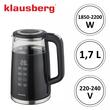 Fierbator electric, fabricat din sticla borosilicata, panou LED, negru, capacitate 1 litru, 1850-2200W, Klausberg