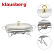 Vas, recipient pentru incalzirea alimentelor, sticla, capacitate 3 litri, suport din otel inoxidabil, Klausberg