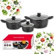  Set de 3 oale cu strat marmorat, 20, 24, 28 cm, 2.4, 4.1, 6.1 litri, Klausberg