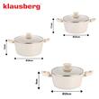 Set de oale cu inductie 6 piese, aluminiu turnat, strat antiaderent marmorat bej, Klausberg