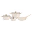 Set de oale cu capac, crem, din aluminiu turnat, 7 piese cu strat antiaderent din marmura, Klausberg