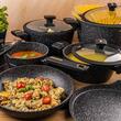 Set oale din aluminiu turnat si strat antiaderent din marmura, negru,12 piese, Klausberg