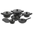 Set de oale din aluminiu turnat cu strat antiaderent din marmura, negru, 12 piese, Klausberg