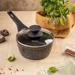 Cratita din marmura, capacitate 1,2 litri 16 cm, cu capac, antiaderenta, neagra, Klausberg