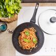 Tigaie wok neagra cu capac, din marmura, 28 cm, Klausberg