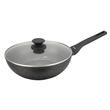 Tigaie wok neagra cu capac, din marmura, 28 cm, Klausberg